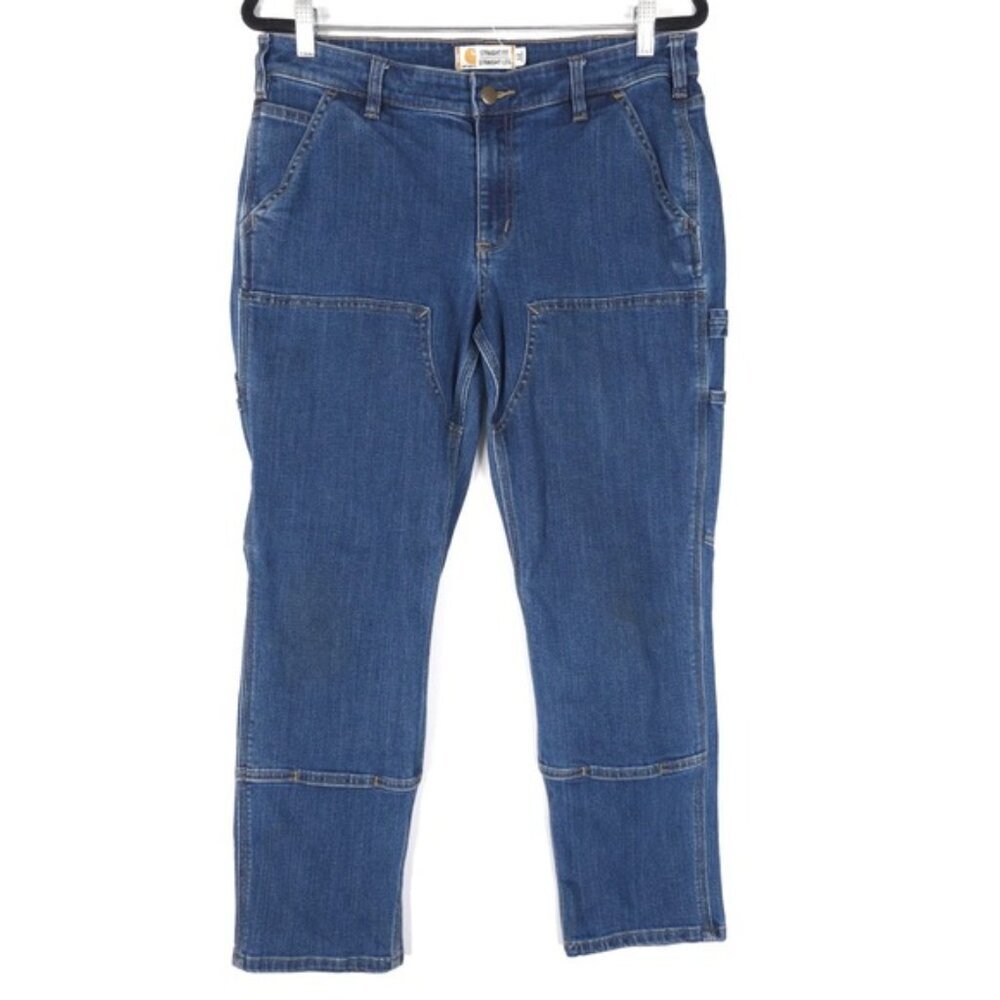 carhartt DOUBLE FRONT Rugged Flex Women’s‎ Straight Leg Fit Jeans Size 12 Short